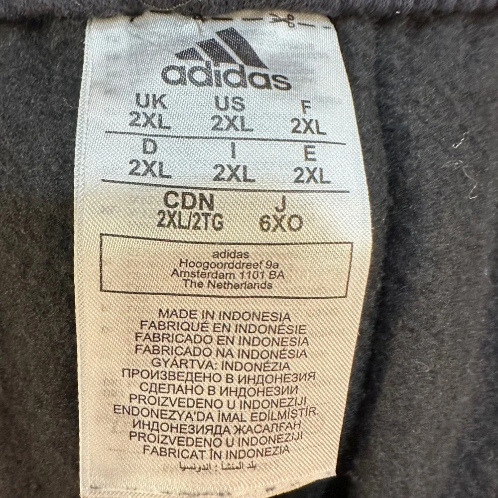 Adidas Sweatpants Men 2XL Black 3-Stripe Fleece Joggers Activewear Pants